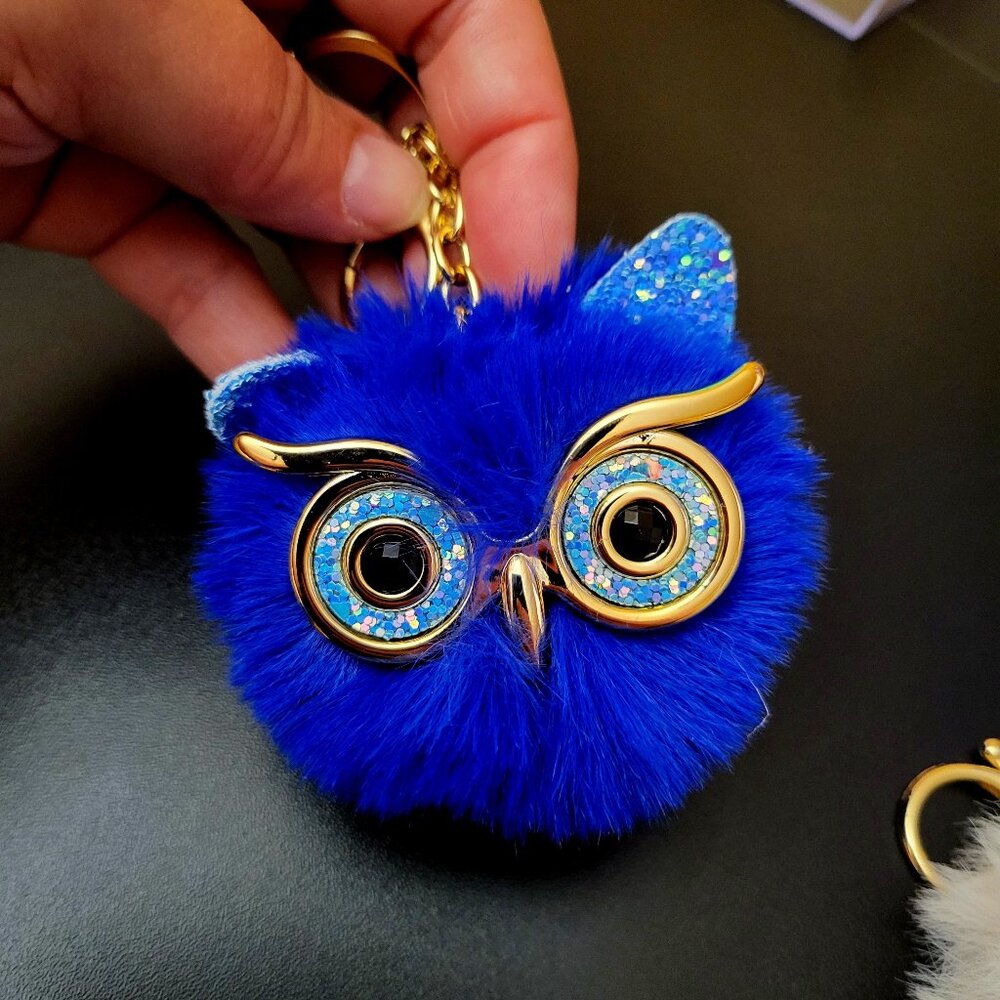 NWOT Owl with Gold Glasses & Keychain/Clip - Dark Blue
